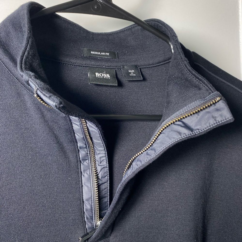 Hugo Boss | Men's Quarter Zip Mock Neck Sweater Black Sz Medium - Picture 5 of 12